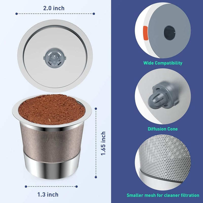 modsden Reusable K Cups | Reusable K Cups for Keurig 1.0 & 2.0 Single Cup Coffee Makers,Stainless Steel Integrated Mesh Strainer keurig accessories (4 pack) - Image 2